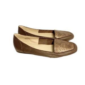 Bandolino Lysander Loafers Flats Brown Leather Copper Inset SZ  8.5